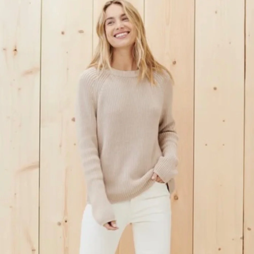 Jenni Kayne Ribbed Cotton Fisherman’s Crew Neck Sweater - Picture 2 of 12